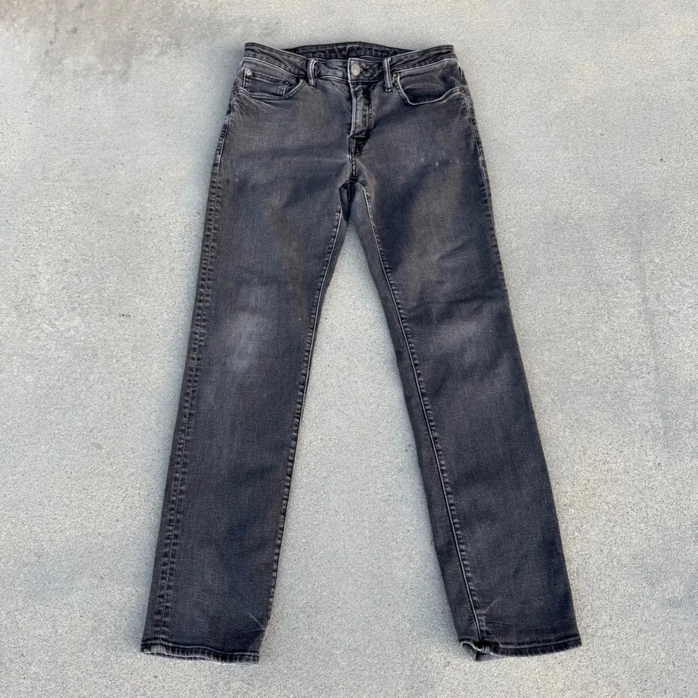 American Eagle Slim Straight Jeans Mens 31x32 Washed Black Denim Pants